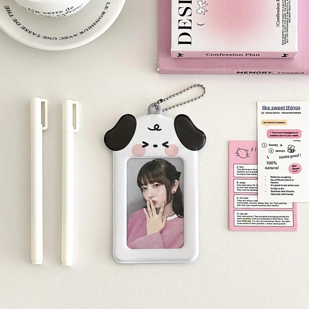 1PCS 3 Inch Photocard Card Holder Case Kawaii Kpop Photo Card Holder Keychain Ins Protector Photo Sleeves Bus Card Case Bags