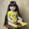 BZDOLL 55см 22 дюйма Реалистичная кукла-реборн для девочки из винила с длинными коричневыми волосами, принцесса, малыш, Бебе, рождественский подарок