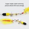 Fishing Bait Rotating Spinner Sequins Fishing Lure 9g Dual Propeller Wobbler Artificial Bait with Feather & Treble Hook