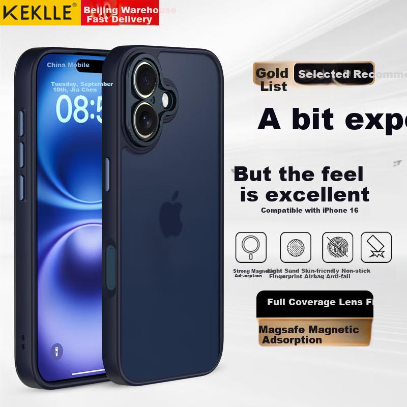 IPhone 16 Case, Apple 16 Protective Cover, Semi-Transparent Frosted Shockproof Anti-Fingerprint Full Lens Protection Soft Edge Case, Royal Blue