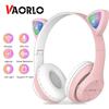 VAORLO Милые беспроводные наушники для детей, гарнитура, стерео музыка с микрофоном, игровые наушники, красочные складные наушники для всех смартфонов