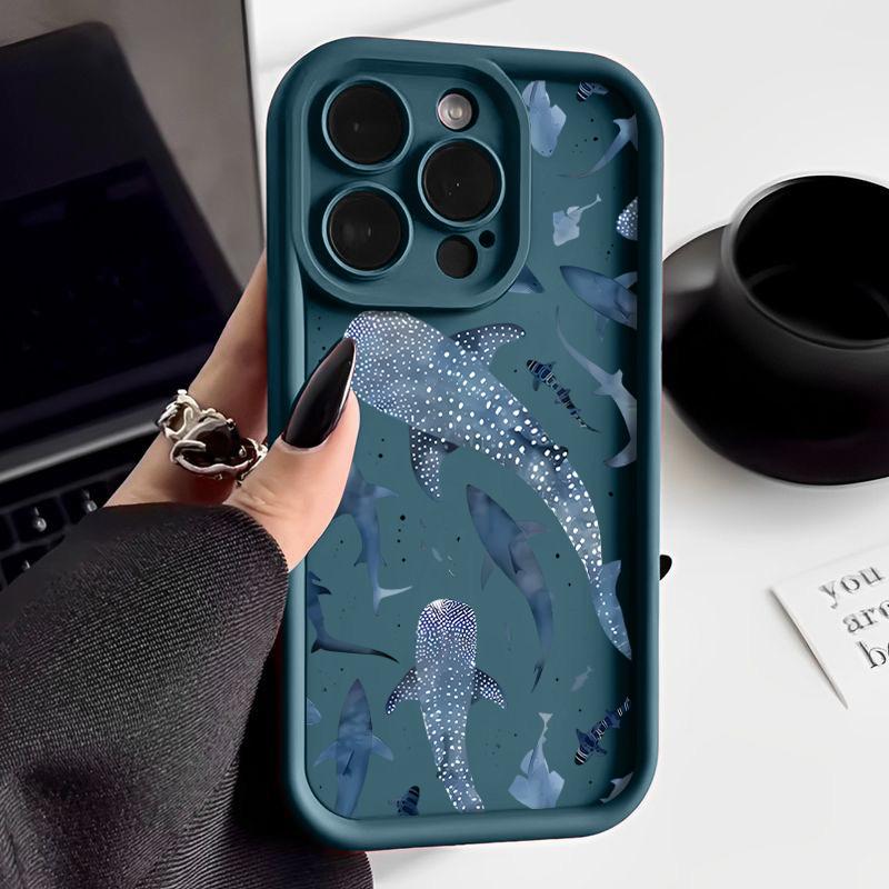 Для iPhone 16 Pro Max 16E 15 14 Pro 13 12 11 чехол с принтом китового дерева, противоударный мягкий защитный чехол для линз из ТПУ с матовым покрытием
