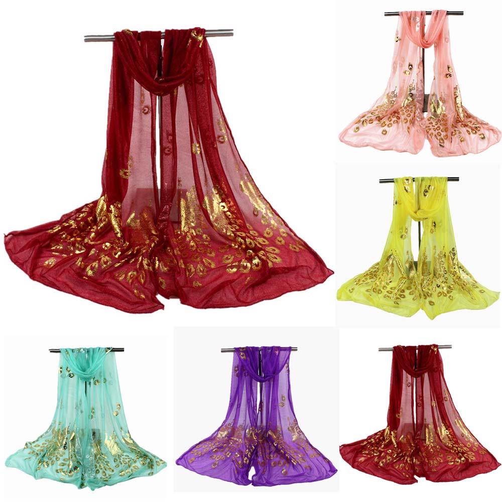 Женский разноцветный шарф с цветком павлина, длинный мягкий платок с запахом, палантин, пашмина