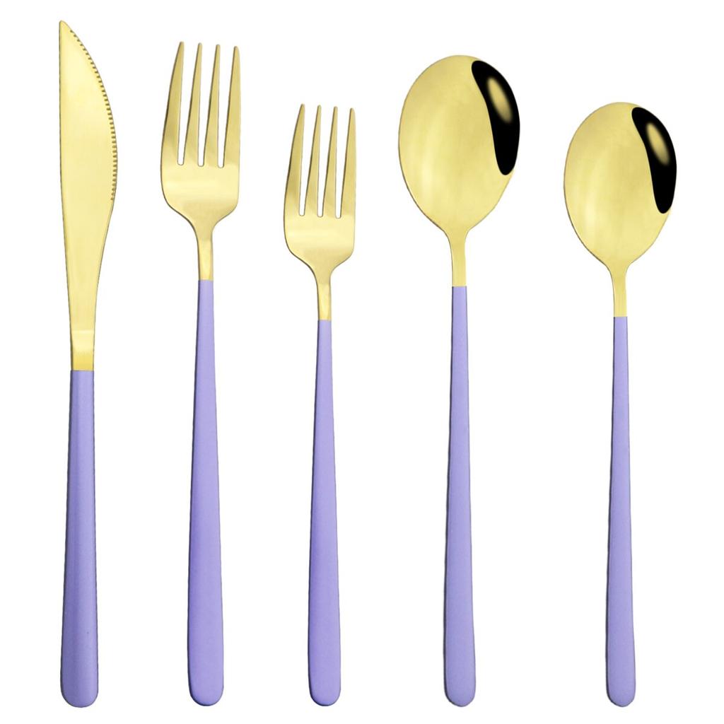 5/10/20 Pcs Colorful Dinnerware Cutlery Set 304 Stainless Steel Flatware Set Mirror Knife Fork Spoon Tableware Set Kitchen Silverware