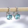 7mm Round Cut White Blue Purple Green Crystal Hook Earrings Birthstone CZ Dangle Earrings ARI