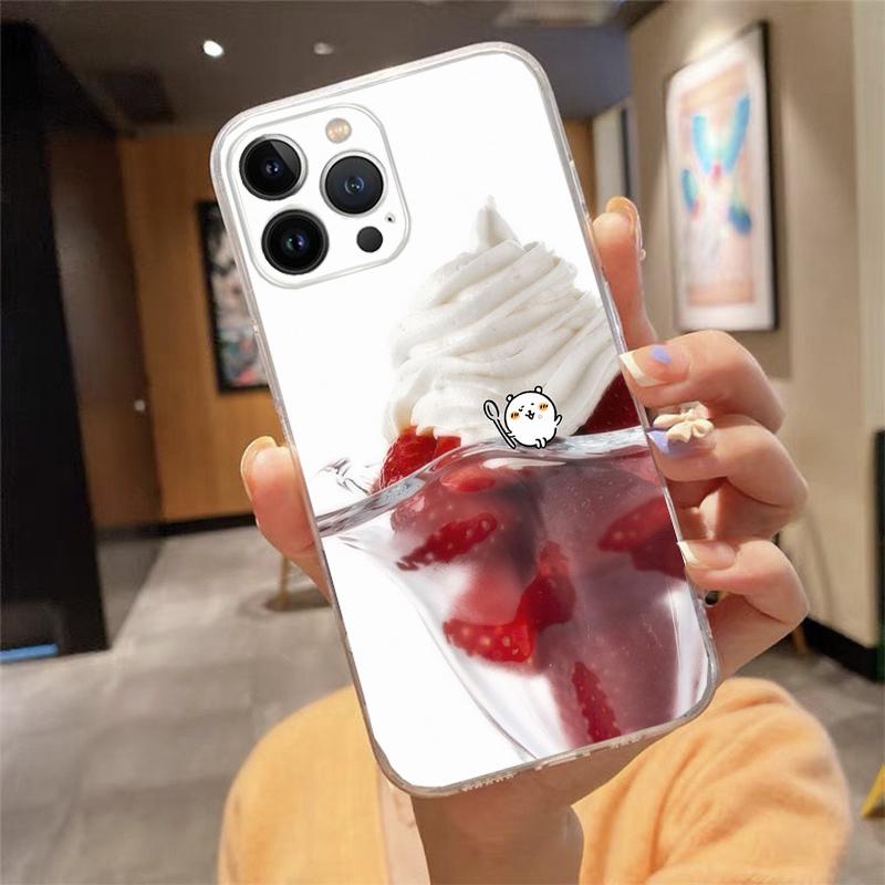 Мультяшный чехол для телефона 'Клубничный кот' Для iphone 17ProMax 17 Pro Air 16 15 14 13 Pro Max 16 15 14 13 Pro 15Plus