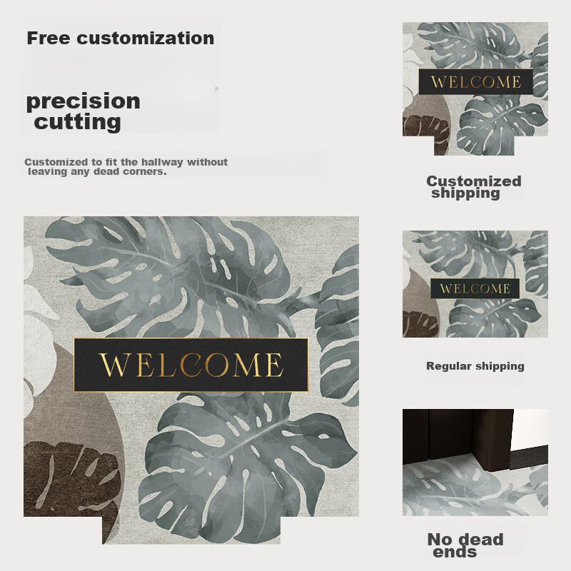 Huaxu Home Entrance Door Mat, Leather Doormat, Foyer Rug, Washable Foot Mat, Cuttable Entrance Mat