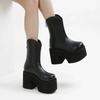 Women's Thick-soled High Heel Ankle Boots 2024 Selling New Stage Catwalk PU Leather Black Trendy Street Design Fashion Boots