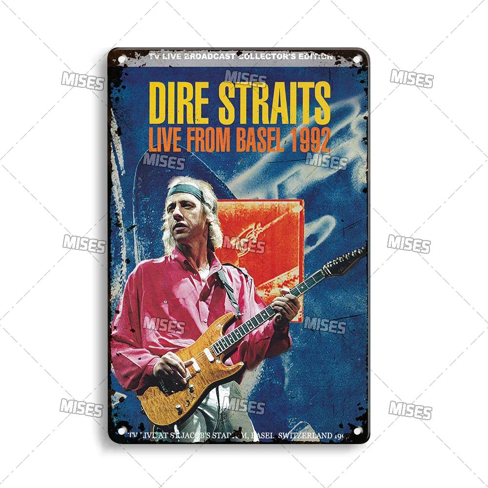 MISES Рок-группа Металлический плакат DIRE STRAITS Группа Декоративная табличка Металлическая вывеска Ржавая металлическая табличка Дом Клуб Кухня Металлическая жестяная табличка