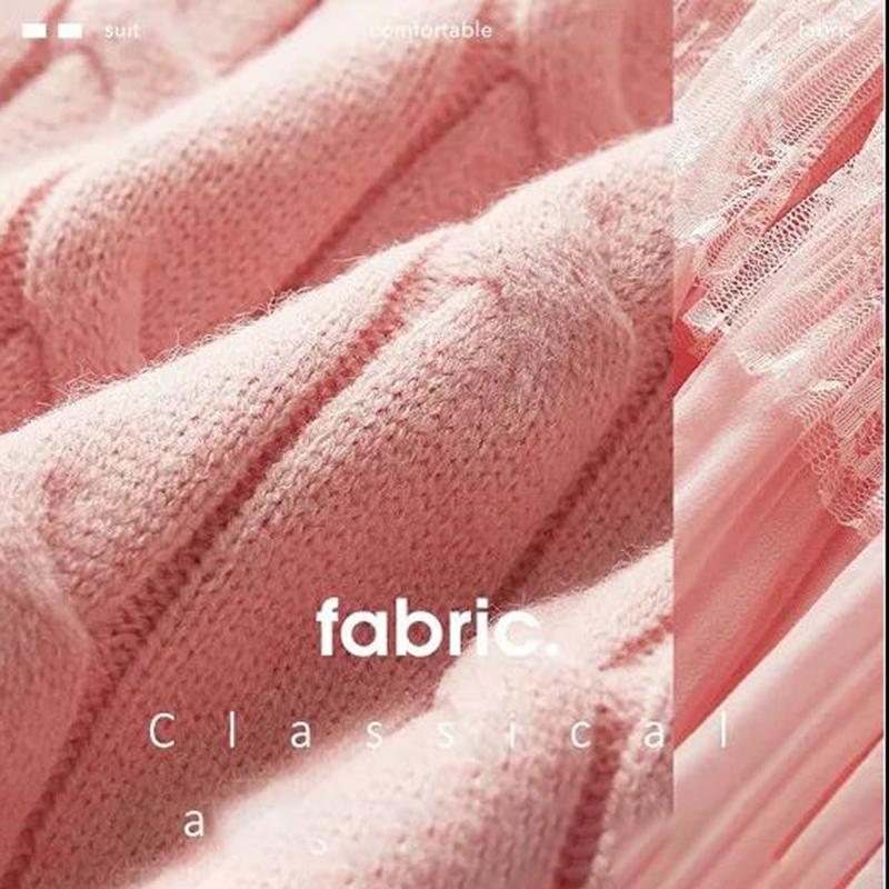 Платье-свитер Женская базовая юбка выше колена Пуловер средней длины с круглым вырезом Теплый свитер с длинными рукавами и кружевом Свободный сладкий ветер