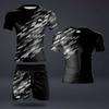 Y2K Мужская летняя спортивная повседневная футболка, комплект из 2 предметов, крутая металлическая броня с принтом, уличная мода, комплект с короткими рукавами и шорты для мужчин