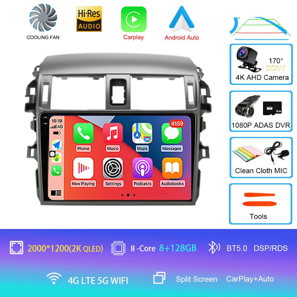 Android 14 Carplay 2din видеоплеер Автомагнитола для Toyota Corolla E140/150 2006 - 2013 4G GPS Мультимедийный плеер Стерео