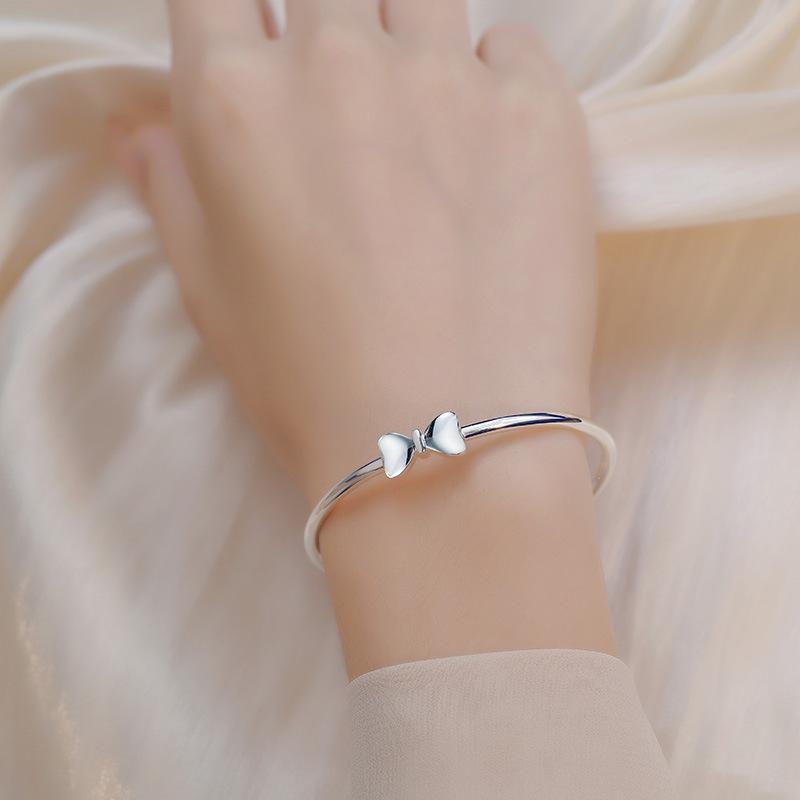 S999 Полный серебряный браслет Девушка Милый и элегантный галстук-бабочка Браслет из чистого серебра Браслет Мода