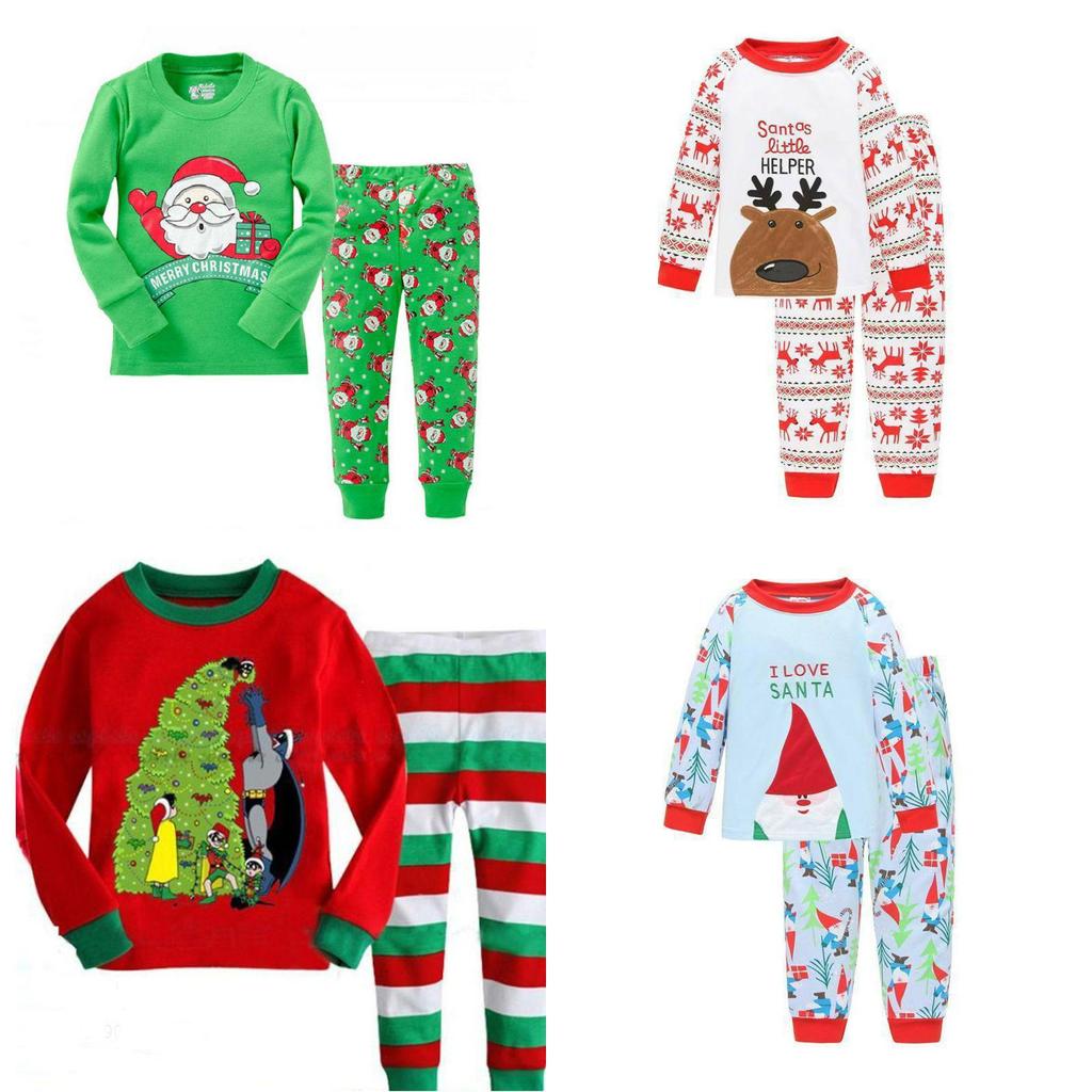Очаровательный детский рождественский пижамный комплект из мягкой хлопковой смеси, идеально подходящий для всех сезонов