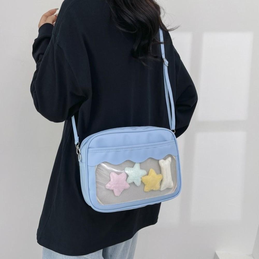 Large Capacity JK Uniform Shoulder Bag PU PVC Crossbody Bag Wash Bag Transparent Ita Bag Shower
