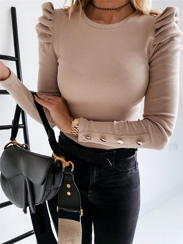 Рубашка с пышными рукавами на пуговицах с длинным рукавом Осень/Зима 2024