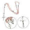 Catholic Necklace Rosary Crystal Beads Long Chain Cross Pendant Necklaces Christian Prayer Meditation Jewelry for Women