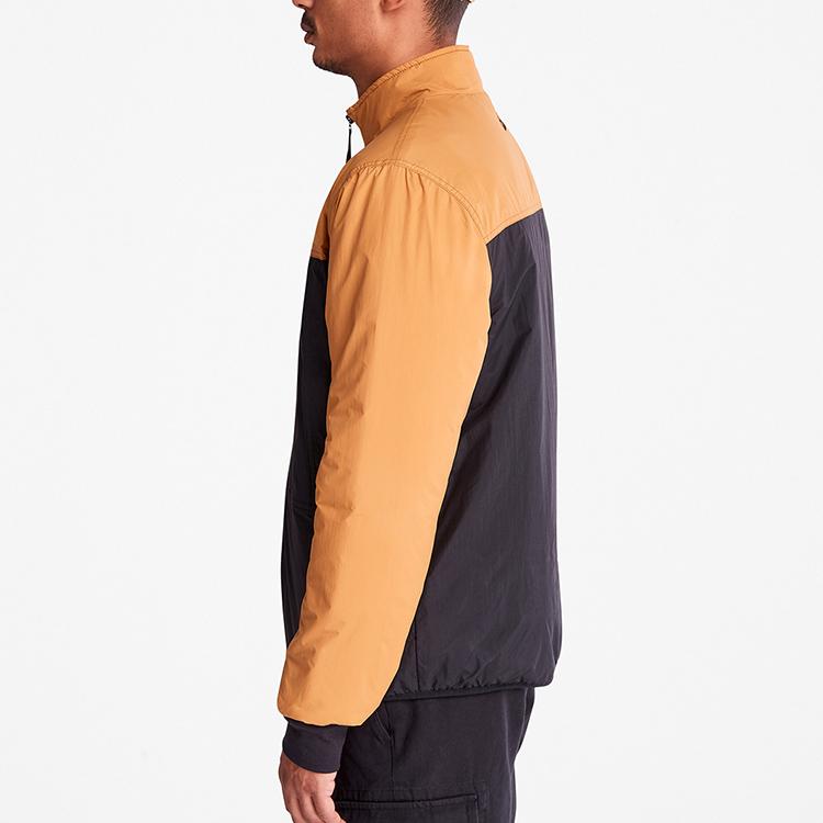 Timberland Цветные блоки Спорт на открытом воздухе Повседневная стойка воротник хлопковая куртка мужская куртка пшенично-черный A5Z89-P57