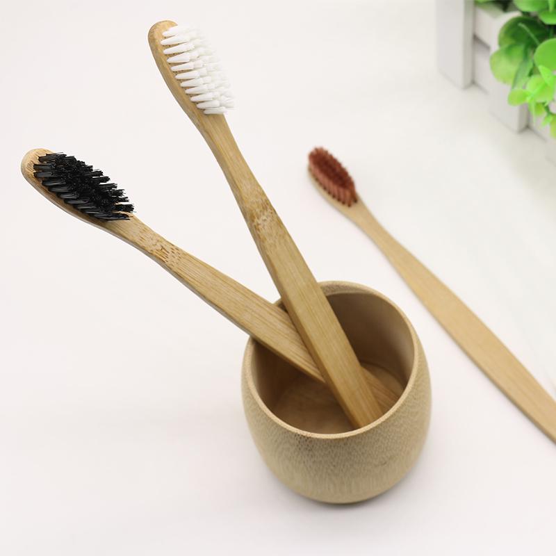 Environmentally Friendly Nylon Bamboo C Harcoal Wholesale New Hotel Practical Pure Bamboo Soft Adult Medium Natural Eco Toothbrush