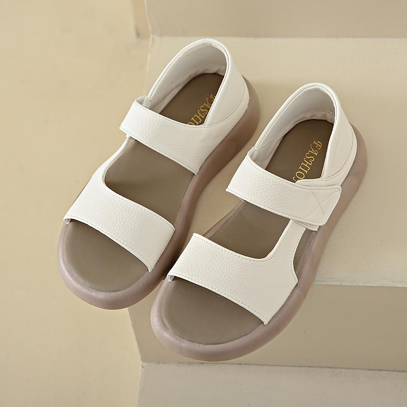 CRLAYDK 2024 Новые женские прогулочные сандалии с ремешком на плоской подошве, летние удобные пляжные шлепанцы с открытым носком, мягкие водонепроницаемые туфли