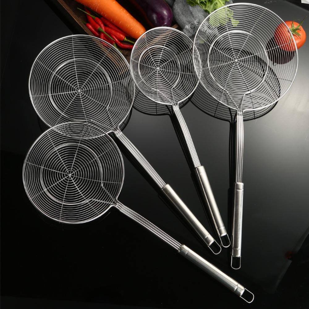 Large leakage hole Colander Stainless Steel Ladle Skimmer Spider Mesh Strainer  French Fries