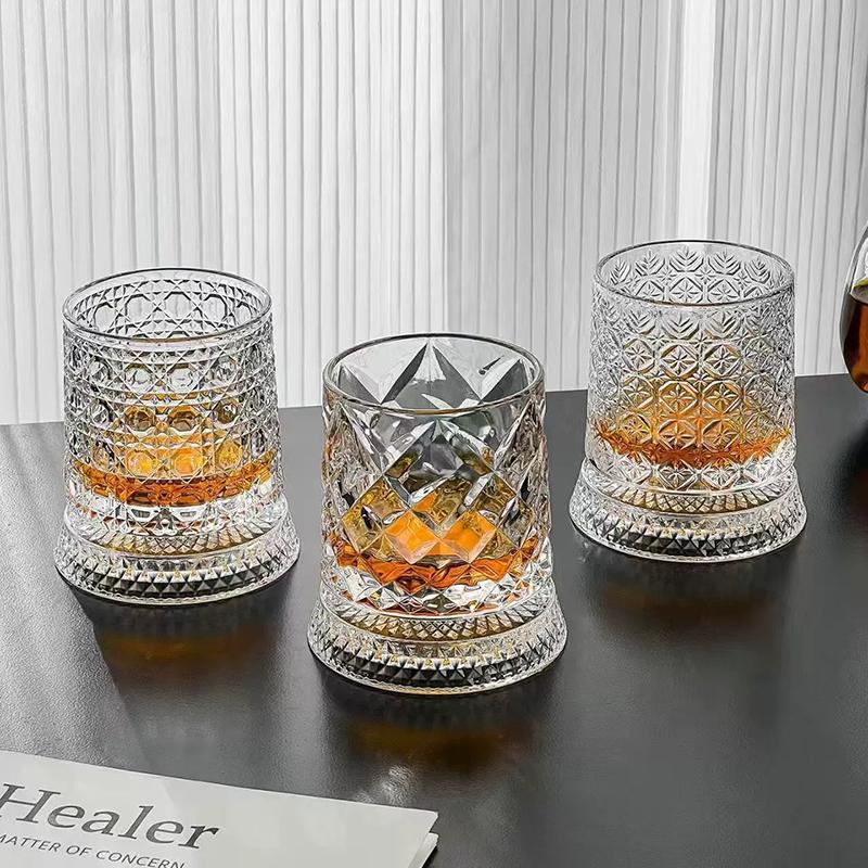 Premium 360° Rotating Glass Cup with LED for Unique Wine Tasting Experience