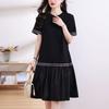 Basic Casual Loose Dresses Bright Line Decoration Summer Short Sleeve A-Line Korean Spliced Midi Dress