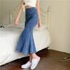 Elegant Front and Back Two Wear Elastic Female Versatile Package Hip Open Fishtail In Long Summer Versatile Comfortable Fashion Denim Bustier Skirt