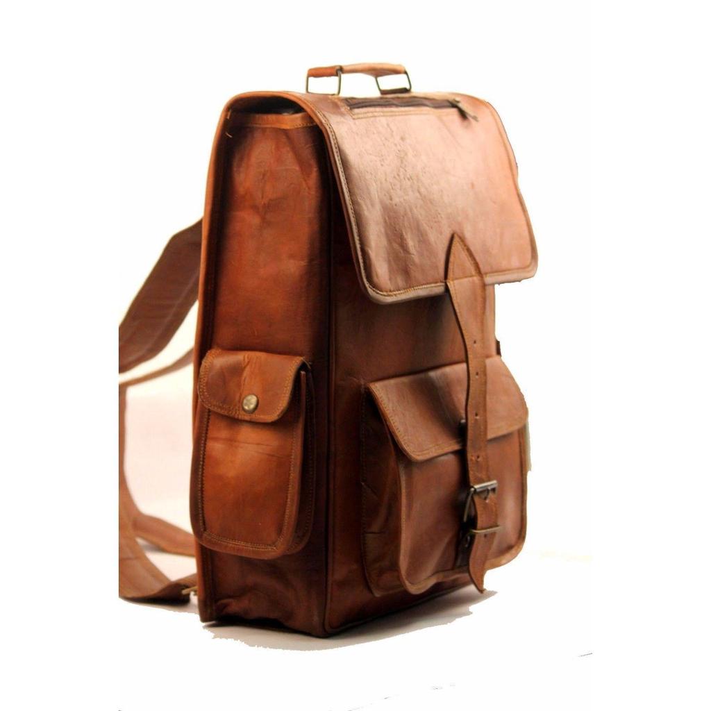 Vintage Real Genuine Leather Vintage Backpack Laptop Satchel Brown Handmade Bag
