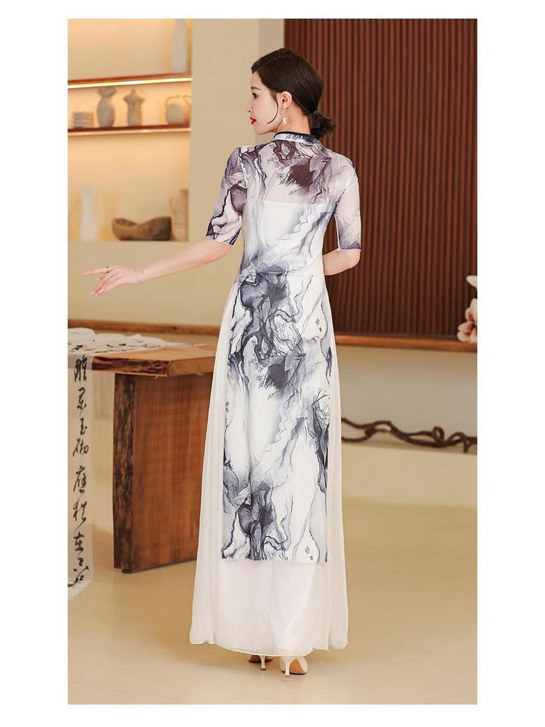 Улучшенное китайское платье ципао: Приталенный костюм для классического танца для сценического выступления