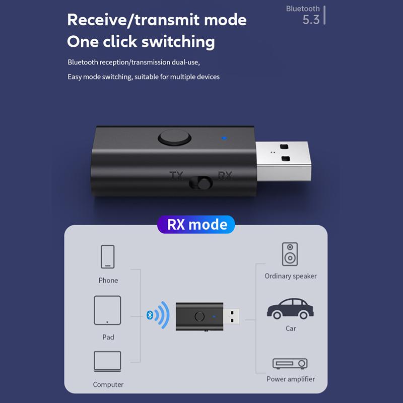 4 в 1 USB беспроводной Bluetooth 5,3 AUX адаптер аудиоприемник передатчик USB на разъем 3,5 мм для ПК ТВ автомобильный комплект громкой связи аксессуары