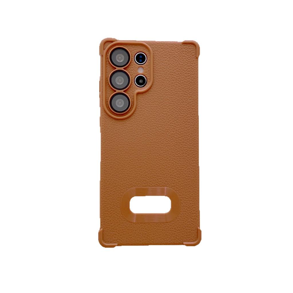 Подходит для Samsung S25Ulltra Чехол для мобильного телефона с рисунком личи и защитой от протечек S24 Кожа A36 Четырехугольная защита от падения Полное покрытие Мягкий чехол