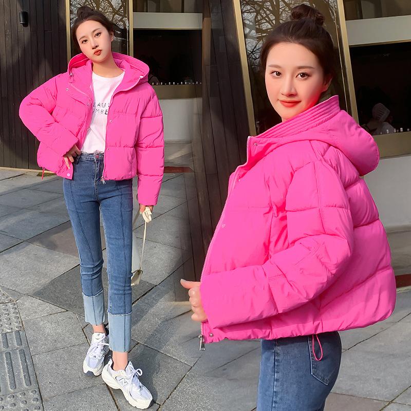 Candy Color Short Down Cotton Clothes Women's New Winter Thickened Loose Casual Hooded Bread Clothes Jacket