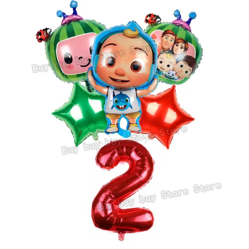 Cocomelons Baby Boys Girls Party Decoration Number Balloons Set 0-9 Cartoon Baby Showers Ornament Birthday Balloon Photo Props