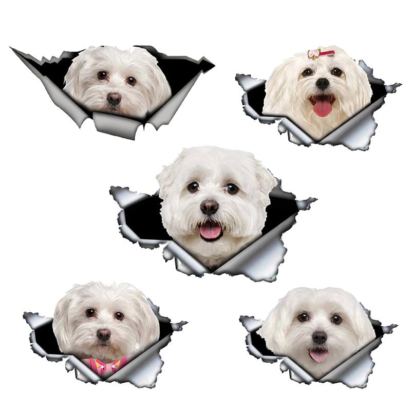 A0108 #13 см/17 см 3D самоклеящаяся наклейка милая мальтийская собака наклейка на автомобиль водостойкая автодекорация на бампере заднее окно ноутбука