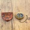 Handcrafted Brass Sundial  with Leather Case Sundial and Compass Set Look Brass Sundial Compass