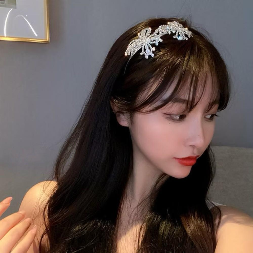 Glamorous Butterfly Headband Elegant Crystal Headwear Rhinestone Hair Band Girls Accessories