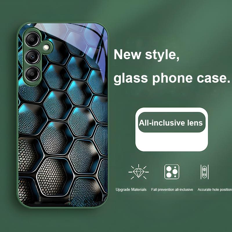 Синий градиентная сетка для Samsung Galaxy A01 02 03 Core A04 A14 4G A13 54 34 31 20 25 23 22 5G S21 Ultra S20 Стеклянный чехол для телефона