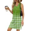 Женский летний повседневный сарафан без рукавов с V-образным вырезом и принтом в клетку для пляжного отдыха