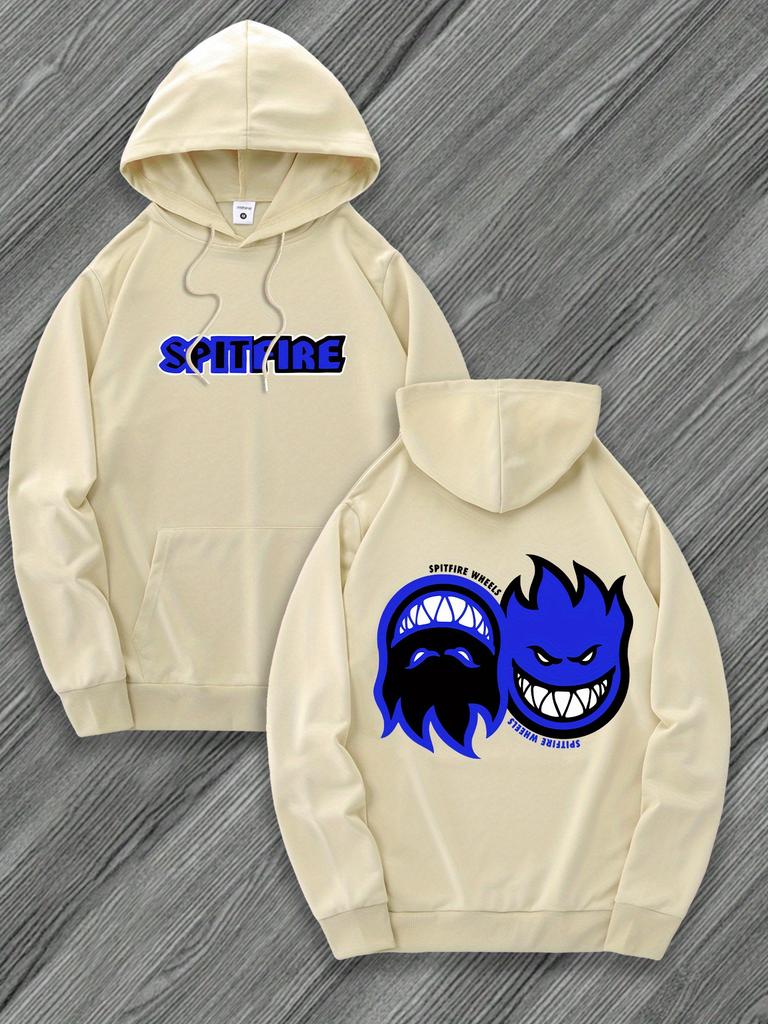 Men'S Casual Pullover with Kangaroo Pocket Comfortable All-Season Sweatshirt for Casual Attire Casual Wear HoodiePlayful