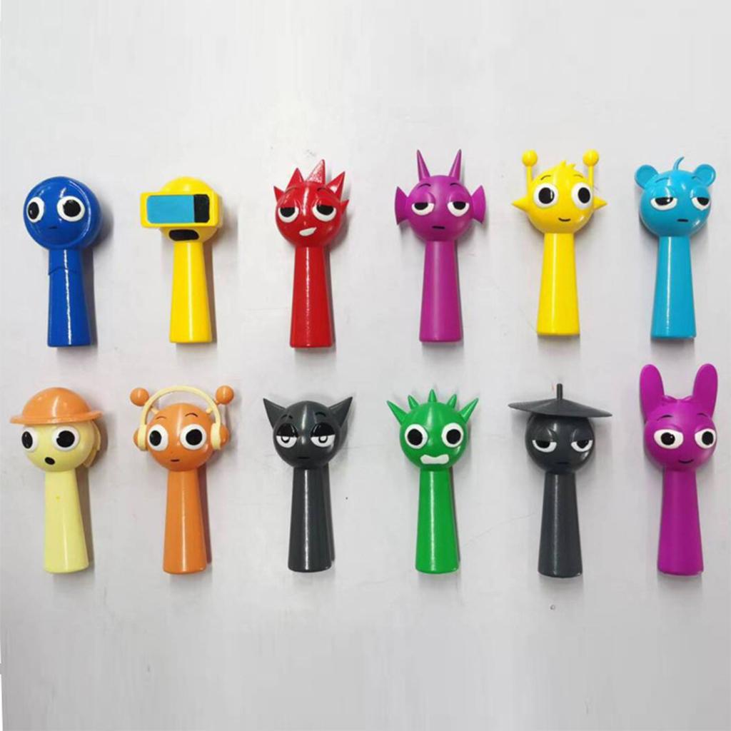 12PCS Sprunki Cartoon Figure Statue Decor Creative Simulation Model Toy Tabletop Centerpieces for Party Favors Home Decoration
