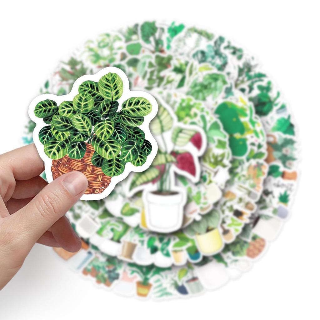 100 Cartoon Plant Trendy Stickers for DIY: Suitcase, Skateboard, Fridge, Phone Decor