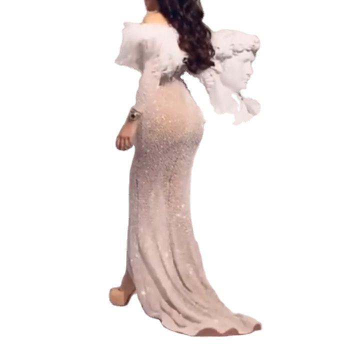 1011 new women's ebay sexy sequin long-sleeved banquet dress hip skirt new
