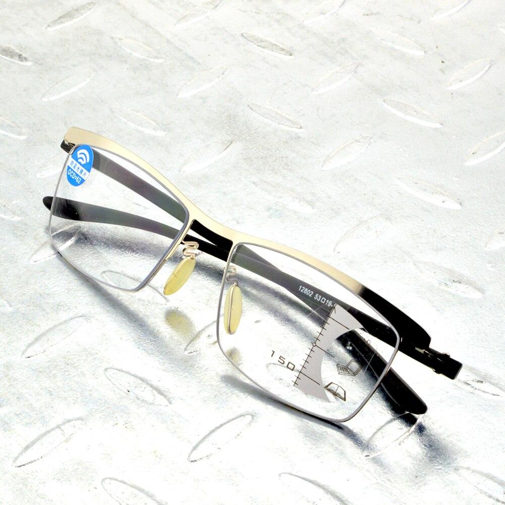 Очки для прогрессивного чтения из сплава, прямоугольник, простые деловые очки с многослойным покрытием, от +0,75 до +4, видимость вблизи и вдаль