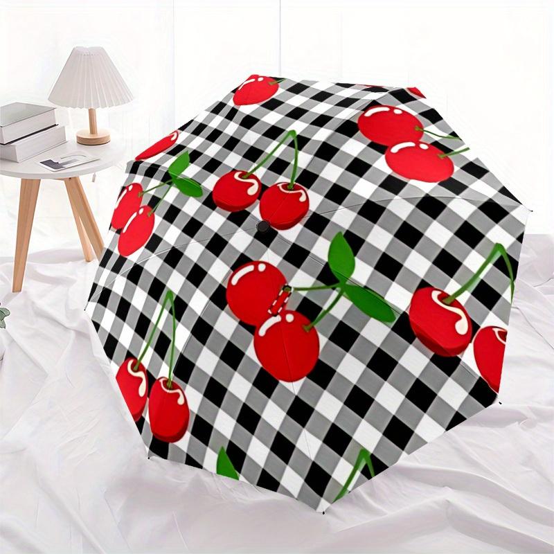 1pc Cherries Automatic Open/Close Umbrella, Ideal Fan Gift for Birthday, Christmas, Outdoor Essentials, Trendy Fashion, Durabl