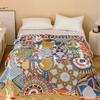 100% Cotton Blanket, Abstract Pattern, Four-Layer Gauze Sheet, Reversible Sheet