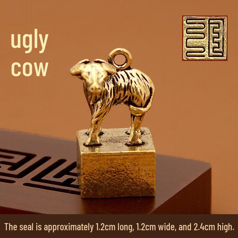 Брелок-печать из латуни с китайским зодиаком: Ретро Подвеска и Креативный Подарок
