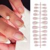 Elegant Almond Shaped Artificial Nail Kit 24 Pcs Quick Apply Milky French Press On Nail Manicure for Stylish Look