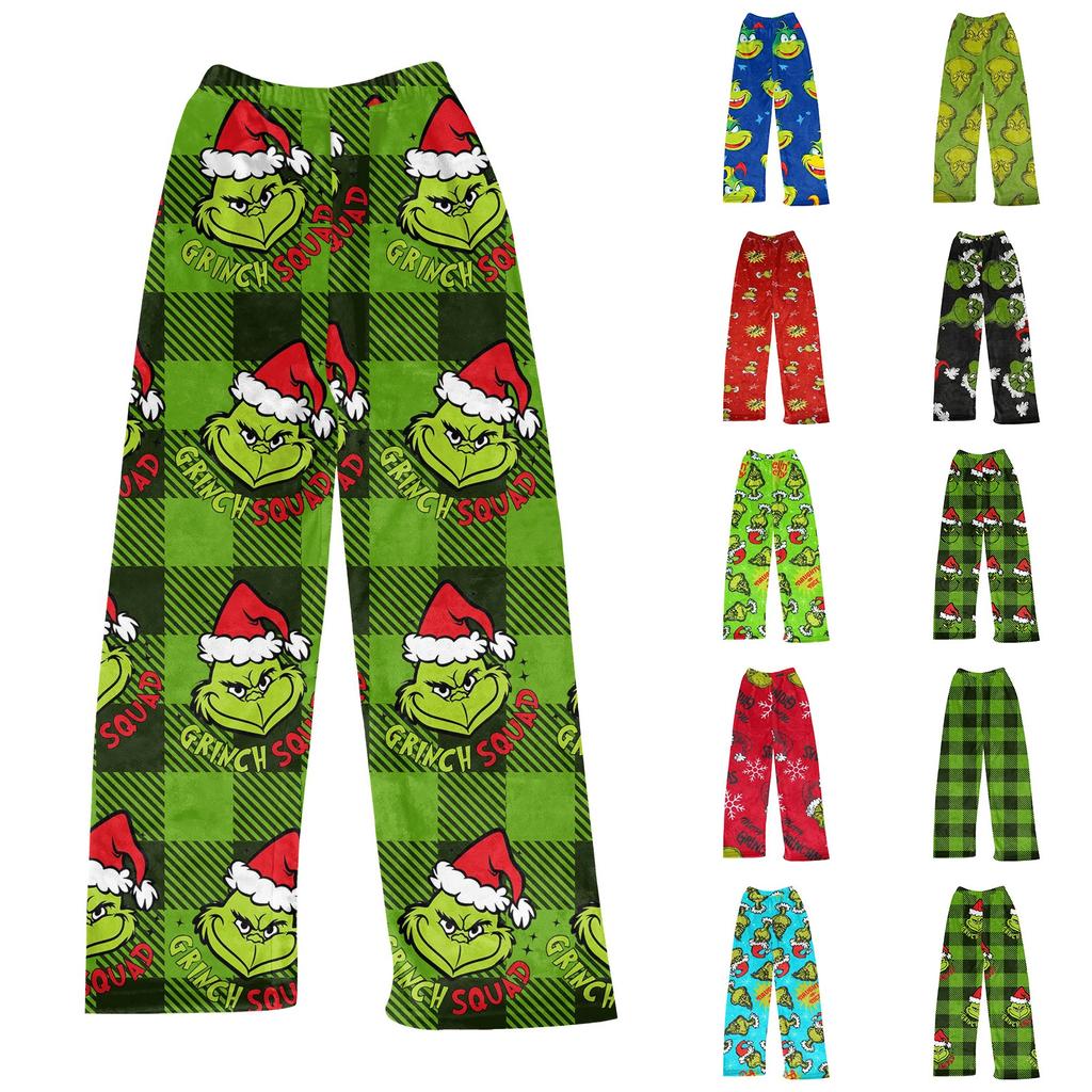 Women Autumn Winter Plaid Pants Full Length Long Trousers Sports Pants