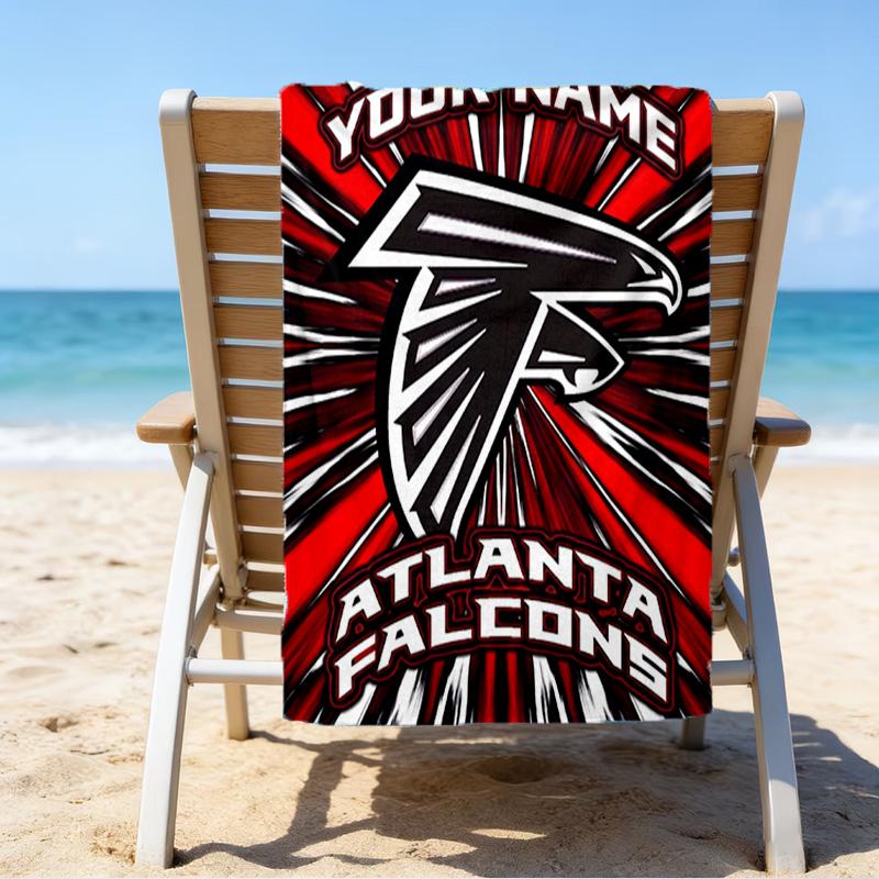 Custom Name Beach Towel Falcons Logo Beach Towel, Soft Microfiber, Gift for Her/Him, Birthday, for Pool, Beach, Travel, Fan gifts